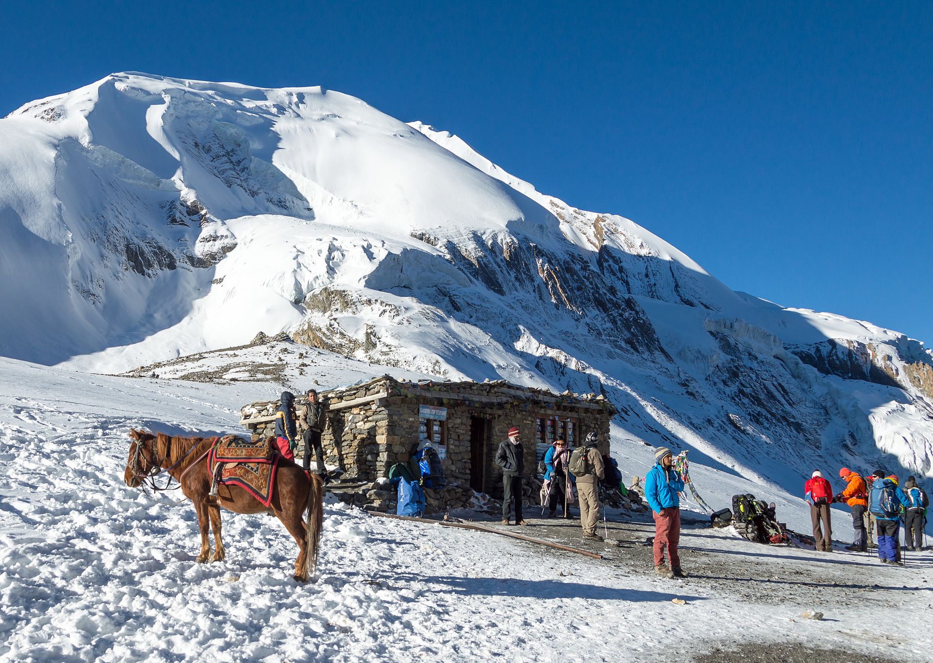 Thorong La pass on the Annapurna Circuit trek