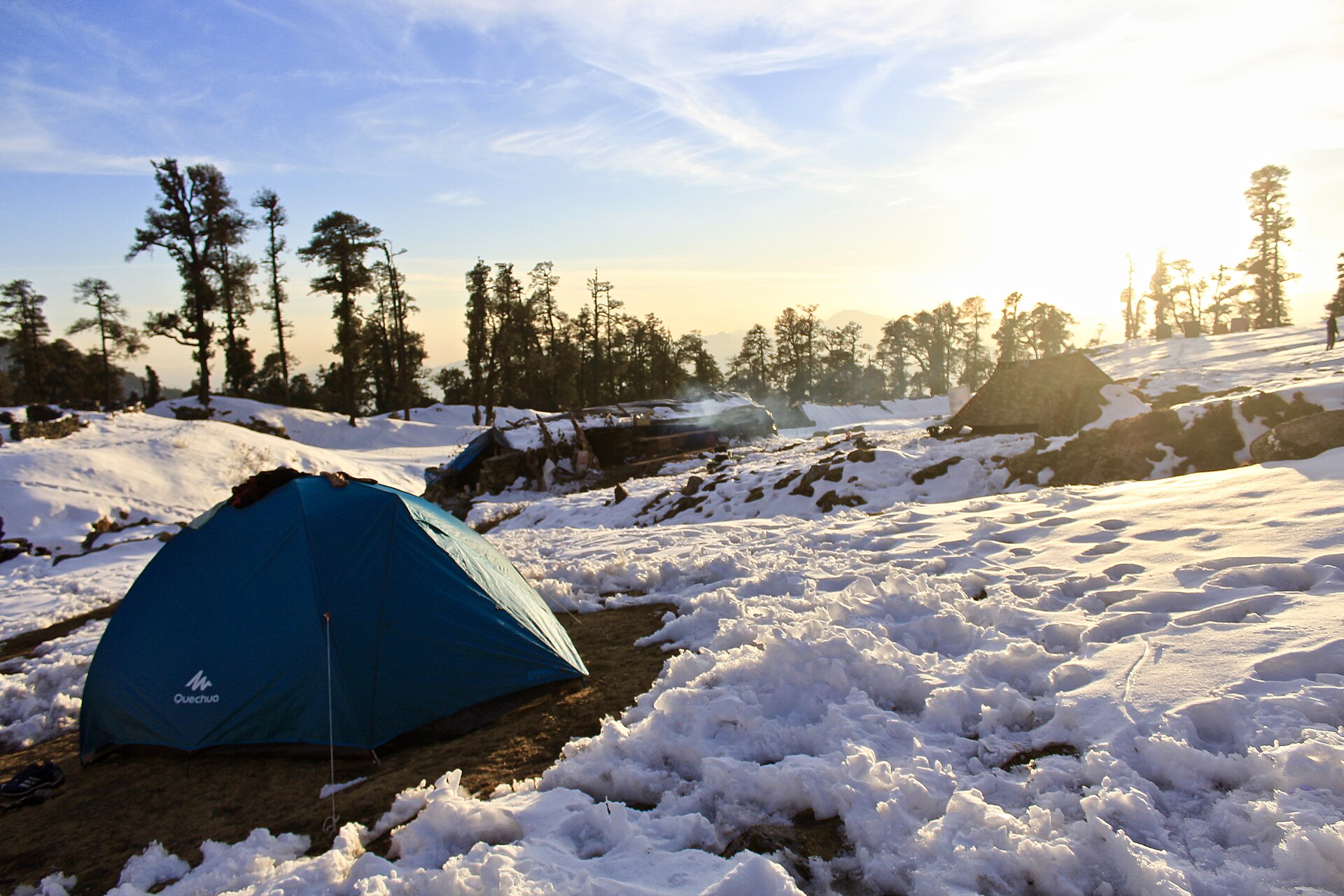 Frozen Brahmatal lake with Trishul view