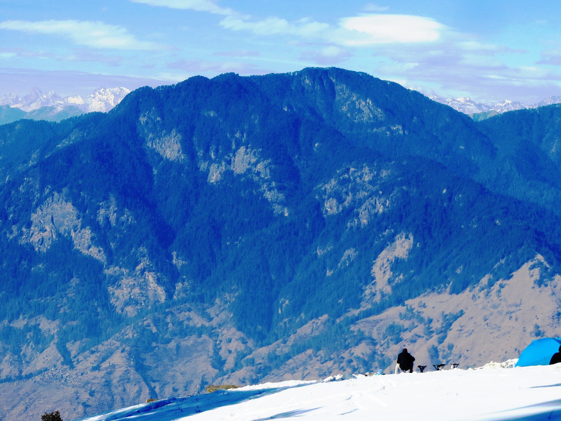 Snow-covered Kedarkantha summit ridge in Uttarakhand