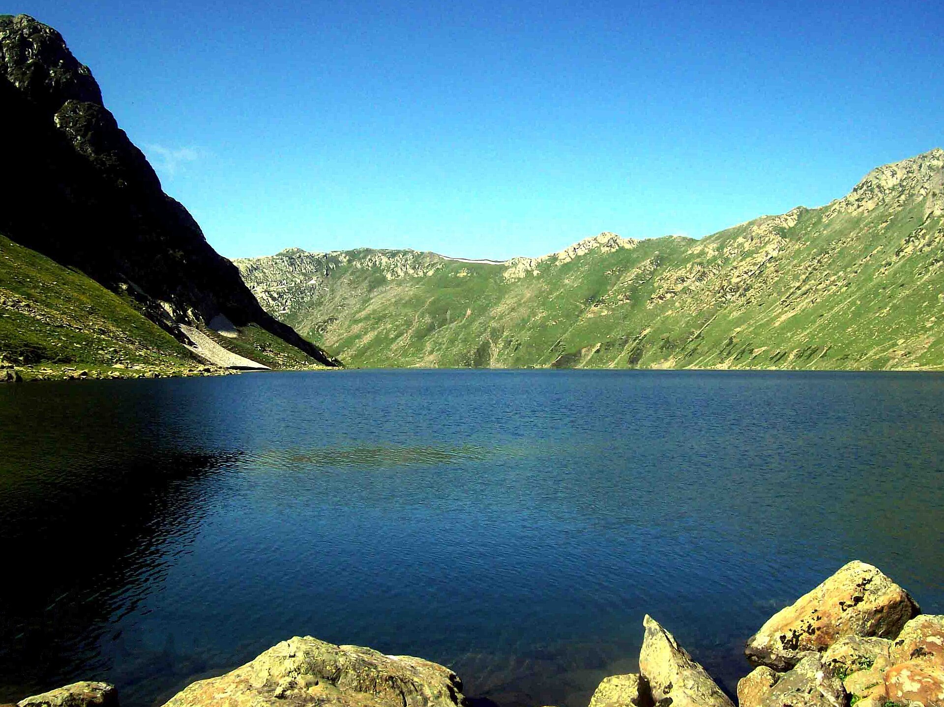Tarsar lake framed by Kashmir Himalaya peaks